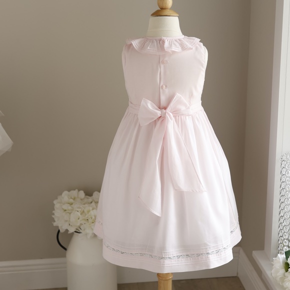 Girls Pink Smocked Dress Luli & Me size 6X Embroidery Spring Portrait LIKE NEW!! - Picture 7 of 7